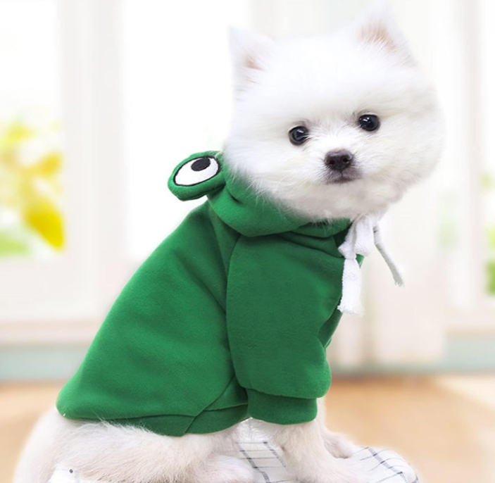 Warm Fleece Lined Dog Hoodie Winter Cute Coat Frog Costume - Image 2
