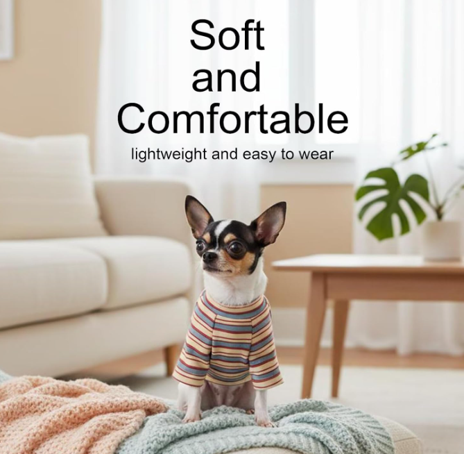 Stylish Striped Color Block Dog Shirt Breathable Clothes - Image 2