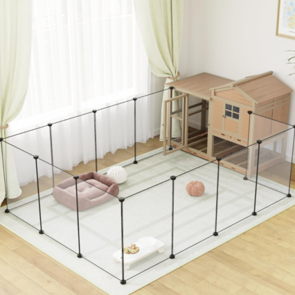 Large Transparent Pet Playpen Dog Playpen Small Animal Playpen Puppy Playpen Rabbit Playpen Dog Fence for Kittens Ferrets Guinea Pigs Indoor Use 12 Panels