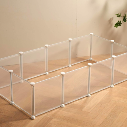Transparent Clear Small Animal Playpen Guinea Pig Cage Puppy Dog Playpen Pet Playpen Rabbit Indoor Fence Enclosure White Clear Plastic Playpen 12 Panels