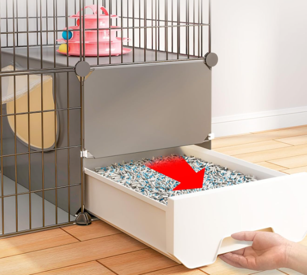Large Cat Cage with Litter Box 4-Tier DIY Enclosure Detachable Metal Wire Kennel Indoor Crate Large Exercise Space for 1-2 Cats - Image 2