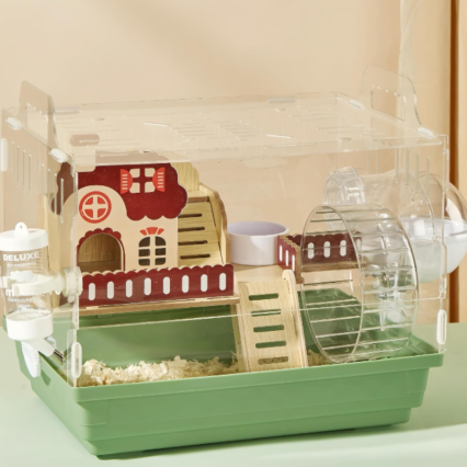 8-in-1 Clear Acrylic Hamster Cage with Accessories Dwarf Hamster Cage Small Hamster Habitat Mouse Cage Hamster Enclosure with Stairs 1-Layer