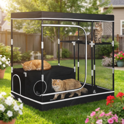 Spacious Indoor Outdoor Multi-Level Cat Cage Enclosure