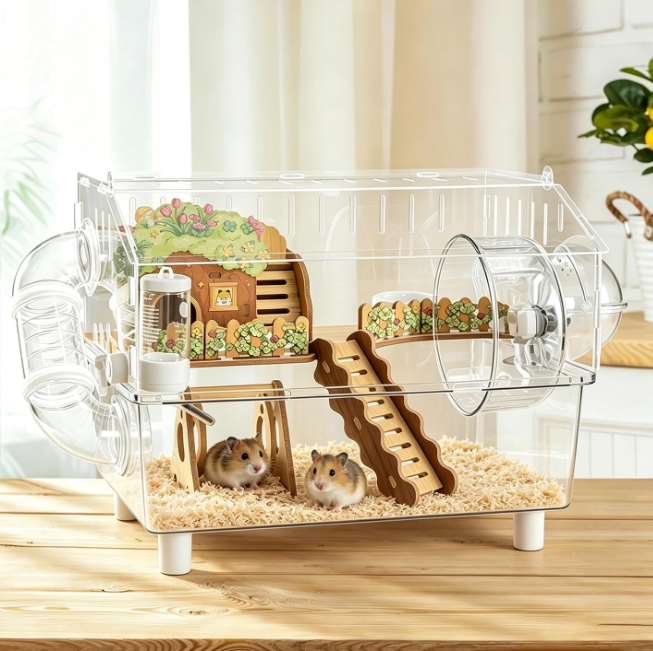 Acrylic Hamster Cage 2-Tier with Transparent Base - Image 2