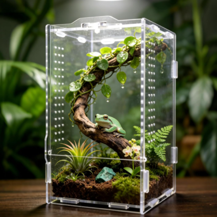 Jumping Spider Enclosure Insect Terrarium Bug Cage Acrylic Terrarium for Tarantula Snail Praying Mantis Frog and Small Reptiles