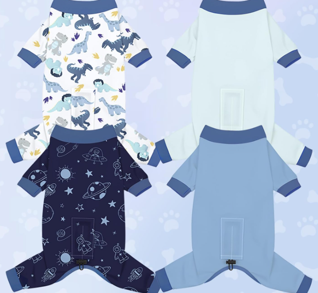 Dog Pajamas 4 Pack Adjustable Onesies for Small to Large Dogs