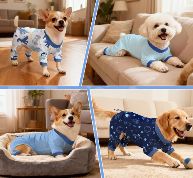 Dog Pajamas 4 Pack Adjustable Onesies for Small to Large Dogs - Image 2